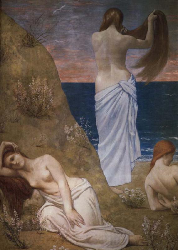 Pierre Puvis de Chavannes unga flicko vid havet Spain oil painting art